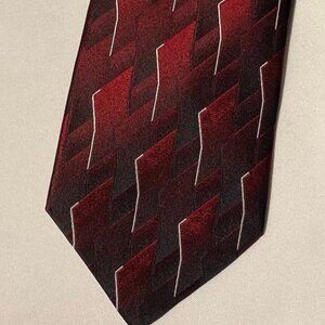 Pierre Cardin Bergundy, Red, & Black w/White accents 100% Silk Men's Necktie